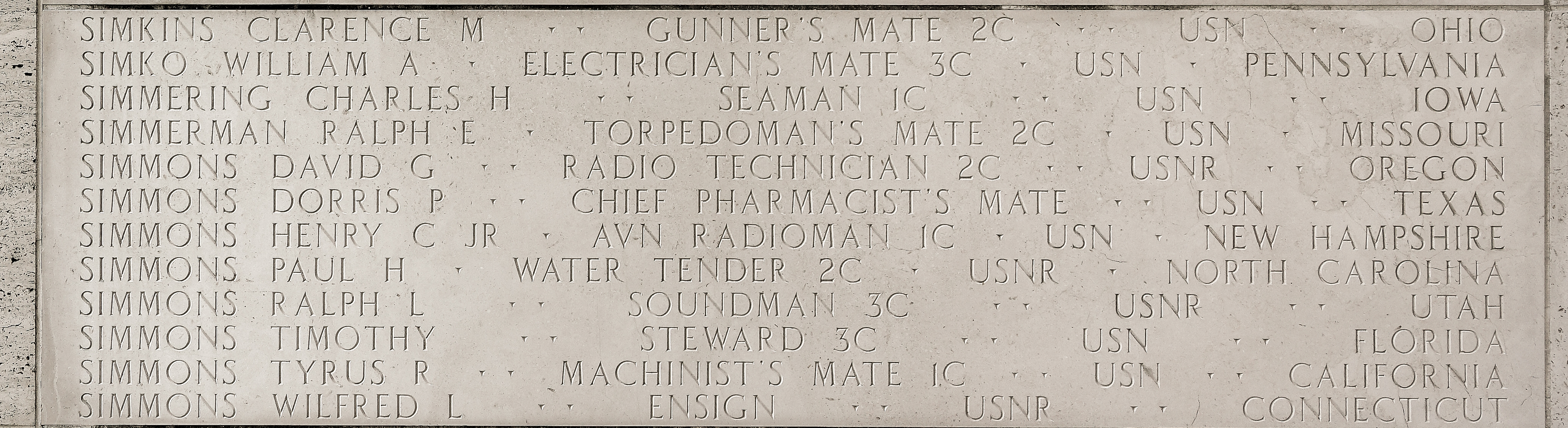 Ralph E. Simmerman, Torpedoman's Mate Second Class